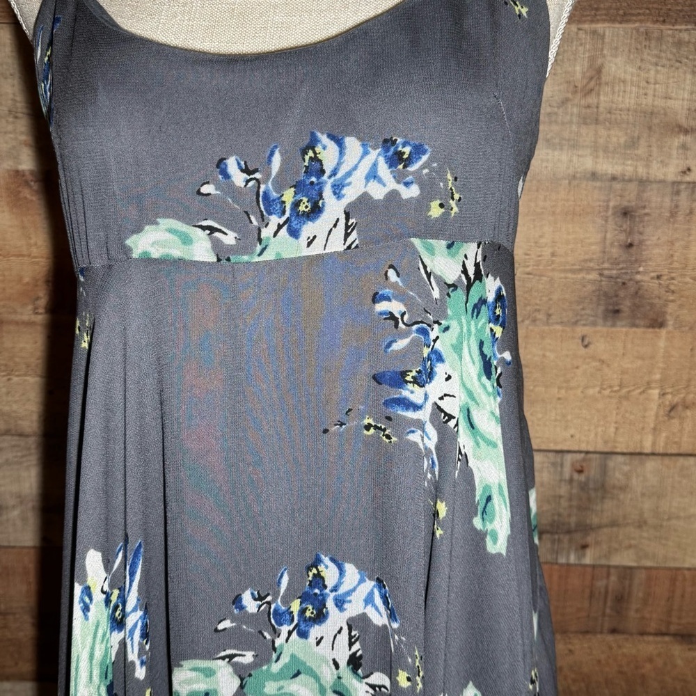 Free People Faded Bloom Mini Swing Dress Grey Small - Picture 7 of 15